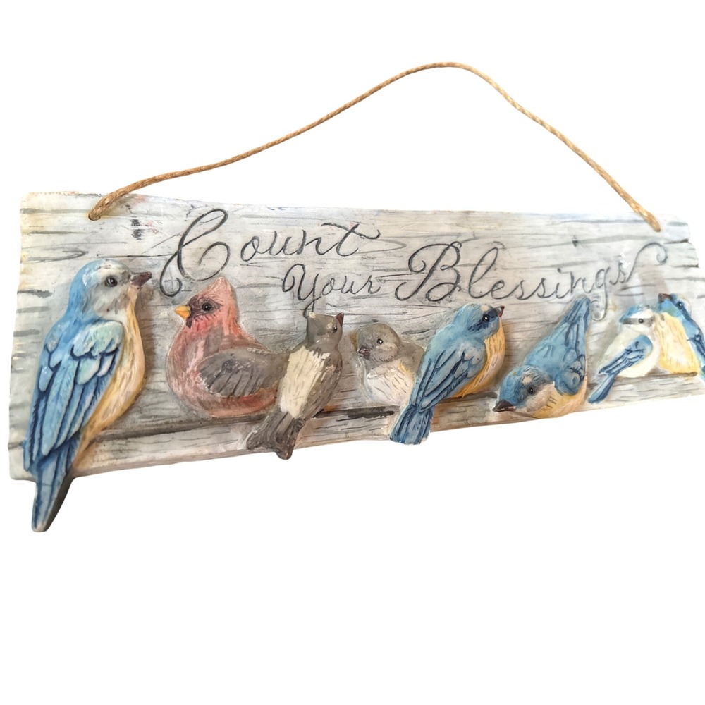 New Creative Enterprises Count Your Blessings Bird Wall Plaque Rustic Sign Decor